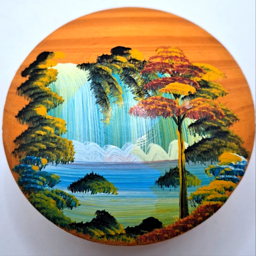 Wooden Hand Painted Trinket Box Costa Rica Souvenir Rdo De Cataratas